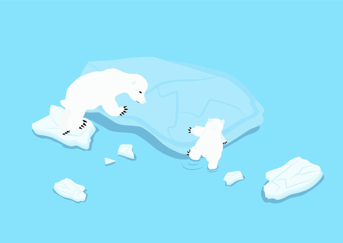 ijsbeerfamilie op smeltende ijsberg van opwarming van de aarde Vectorbeelden vector