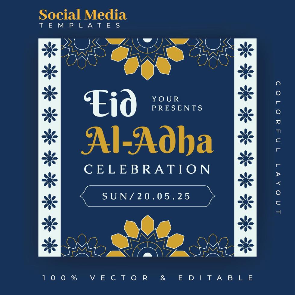 eid al adha social media postontwerp. een goede sjabloon voor adverteren op sociale media. perfect voor verkoopberichten op sociale media en internetadvertenties met webbanners. vector