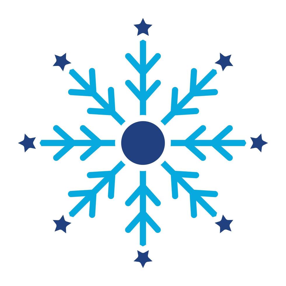 sneeuwvlok glyph twee kleuren icoon vector