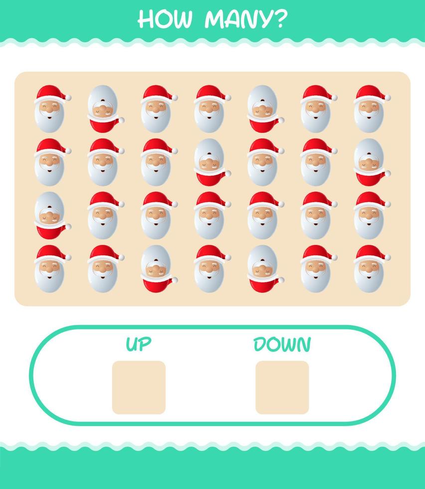 hoeveel cartoon santa claus. tel spel. educatief spel voor kleuters en peuters vector