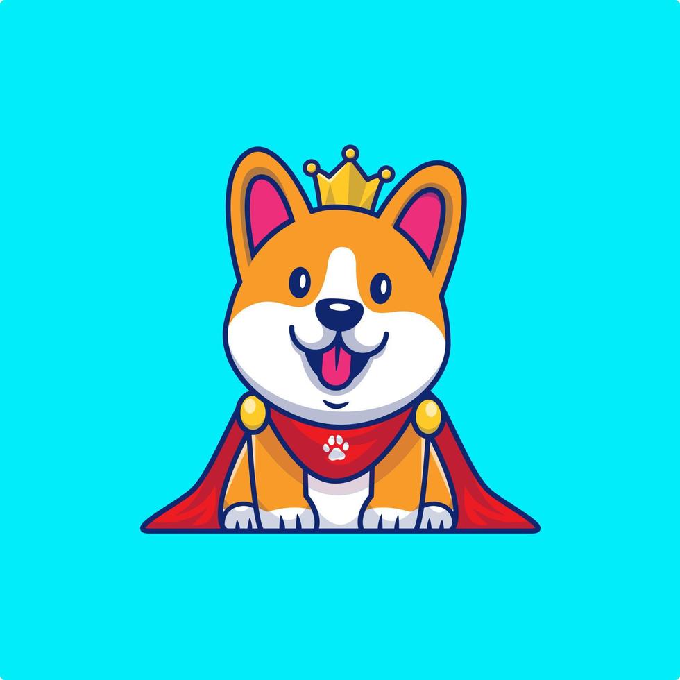 schattige koning corgi hond cartoon vector pictogram illustratie. dierlijke mode icoon concept geïsoleerde premium vector. platte cartoonstijl