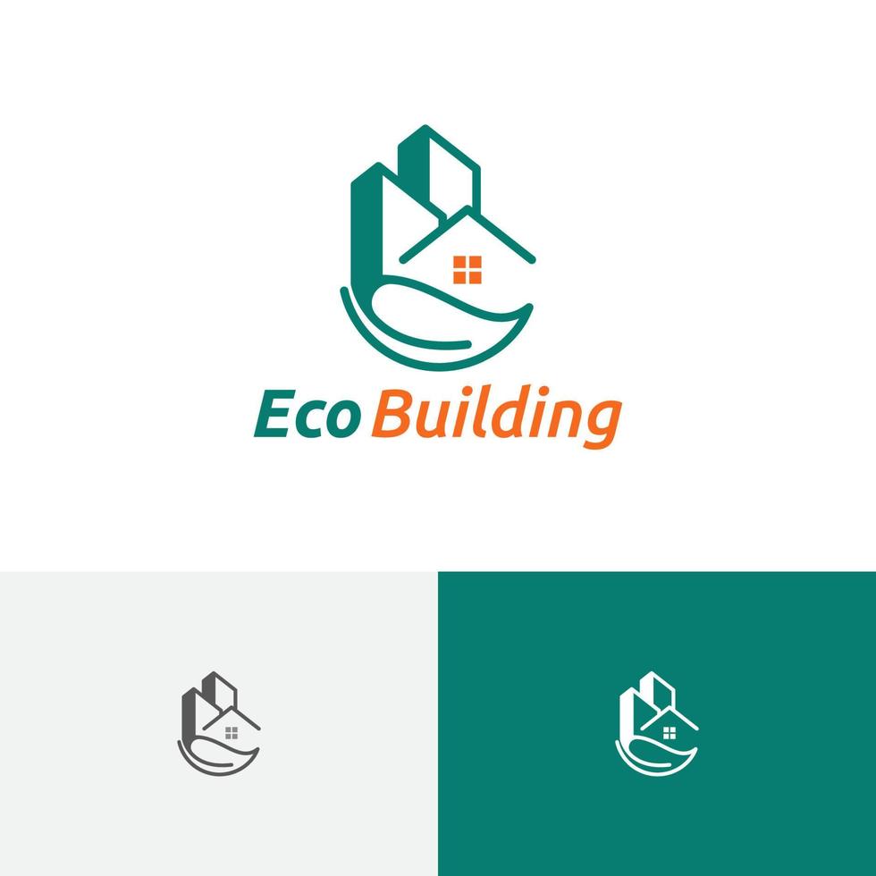 blad eco gebouw huis hotel flat appartement eenvoudig modern logo vector