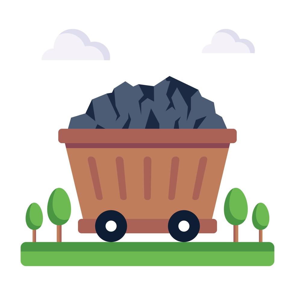 een kolenwagen platte vector download