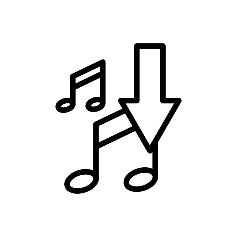 toon pictogram vector met pijl. download muziek. lijn pictogramstijl. eenvoudig ontwerp illustratie bewerkbaar