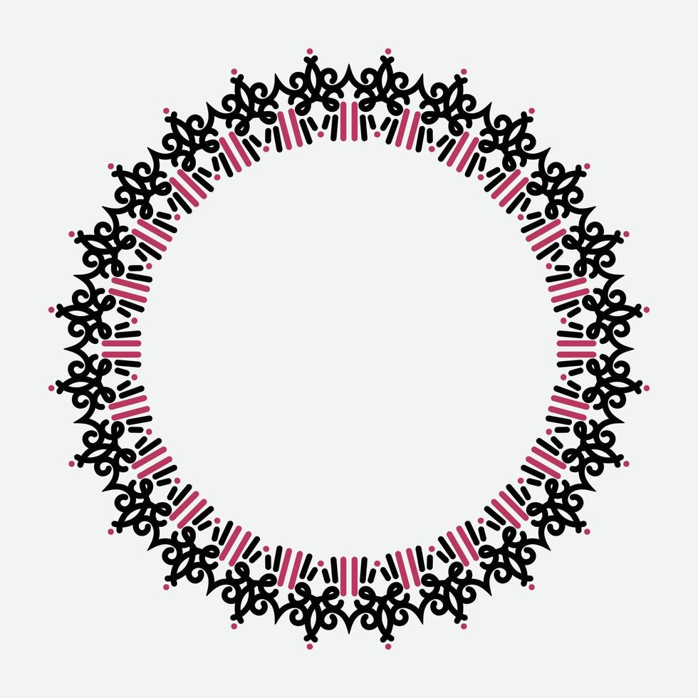 rond lineair smal en breed frame in abstract oosters motief. traditioneel elegant bloemen-oosters ornament om wenskaarten, certificaten, huwelijksuitnodigingen te versieren en te ontwerpen vector