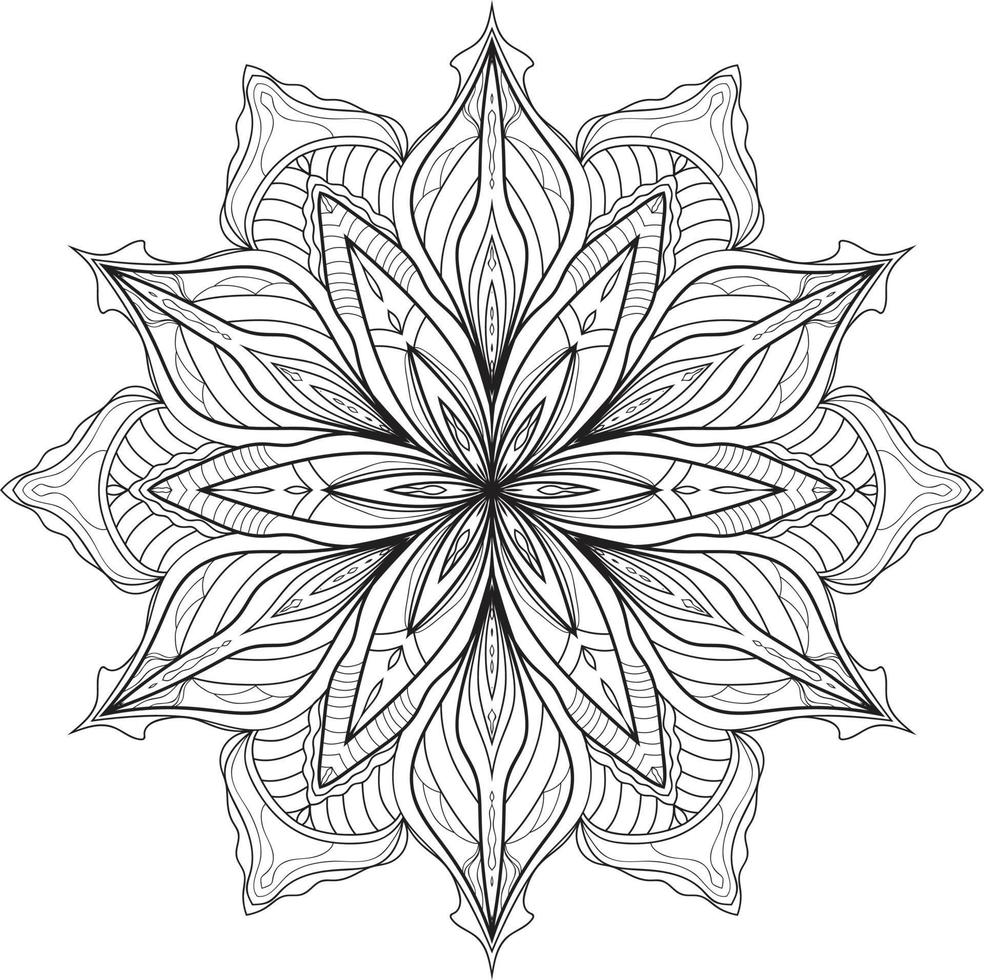 bloem mandala in zwarte en witte achtergrond gratis vector