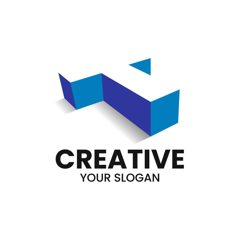 letter t 3d negatief ruimte creatief logo-ontwerp vector