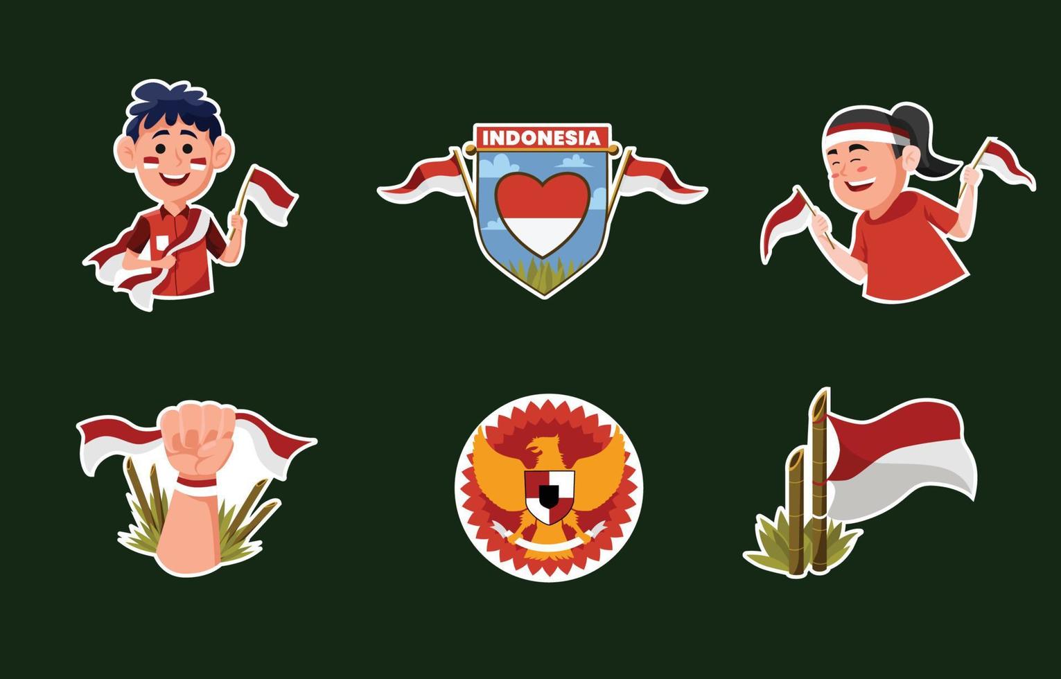 het vieren van de sticker van de onafhankelijkheidsdag van Indonesië vector