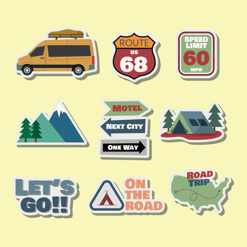 familie vakantie activiteit road trip sticker vector