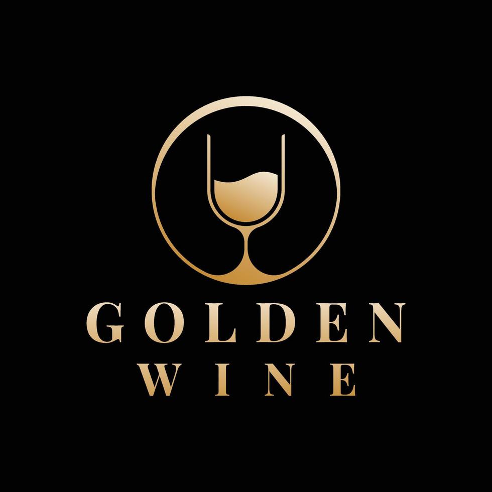 gouden wijnglas logo ontwerp vector