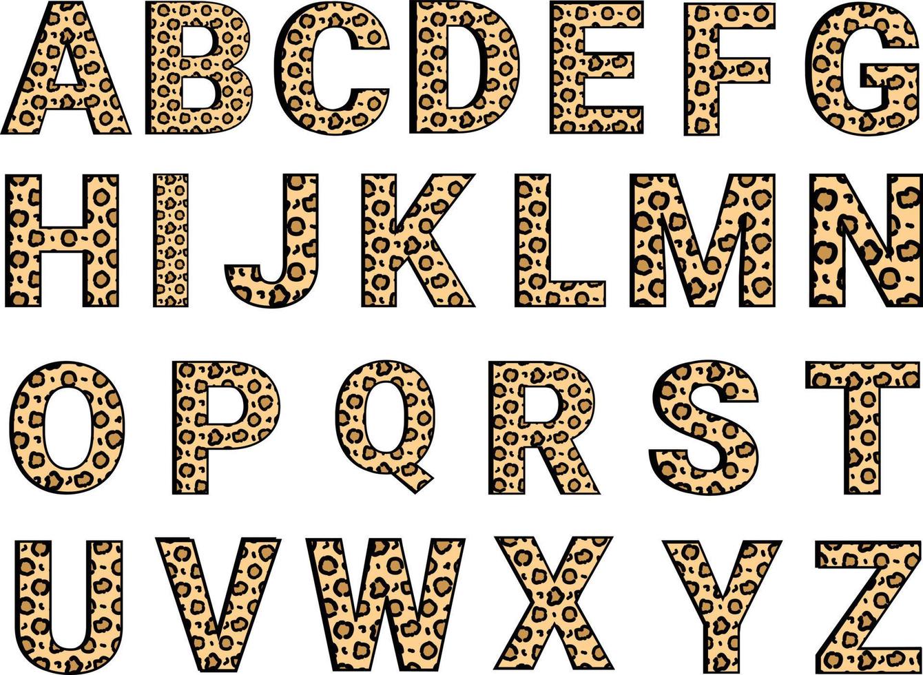 alfabetletters met luipaardpatroon, creatieve alfabetten met luipaardprint vector