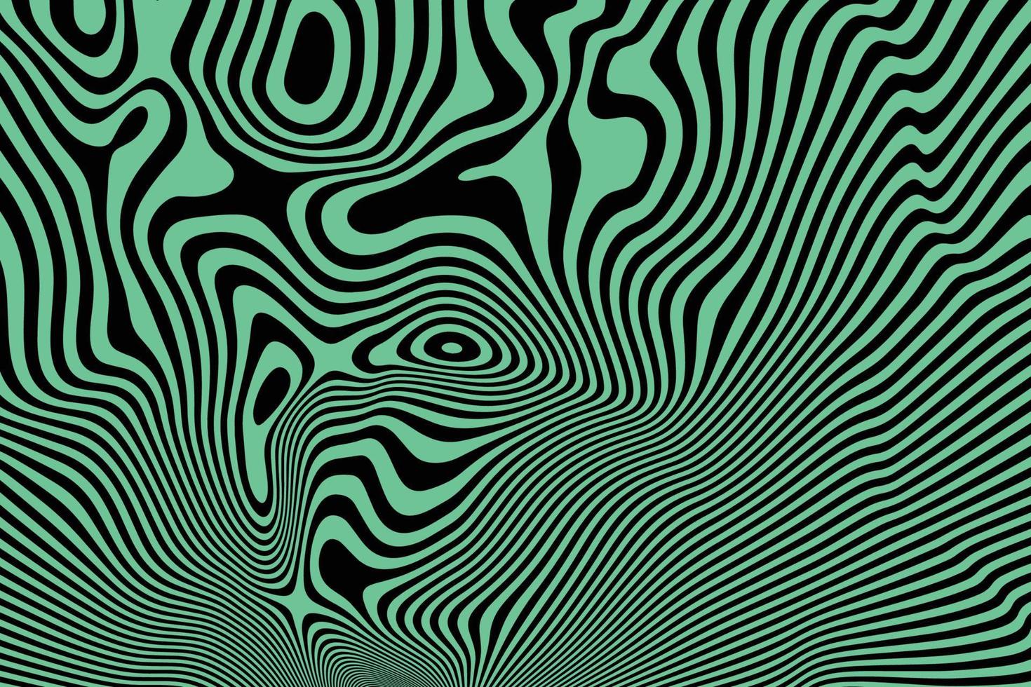 abstracte zwarte en giftige groene vloeiende lijnen achtergrond. stijlvol gebogen vloeibaar patroonoppervlak. abstracte optische illusie kunst vector