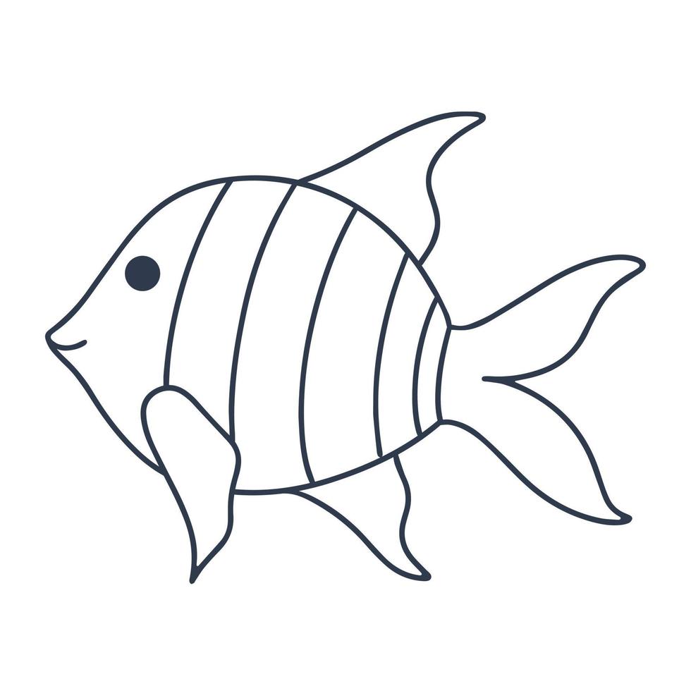 soort schattige gestreepte vis doodle stijl vector