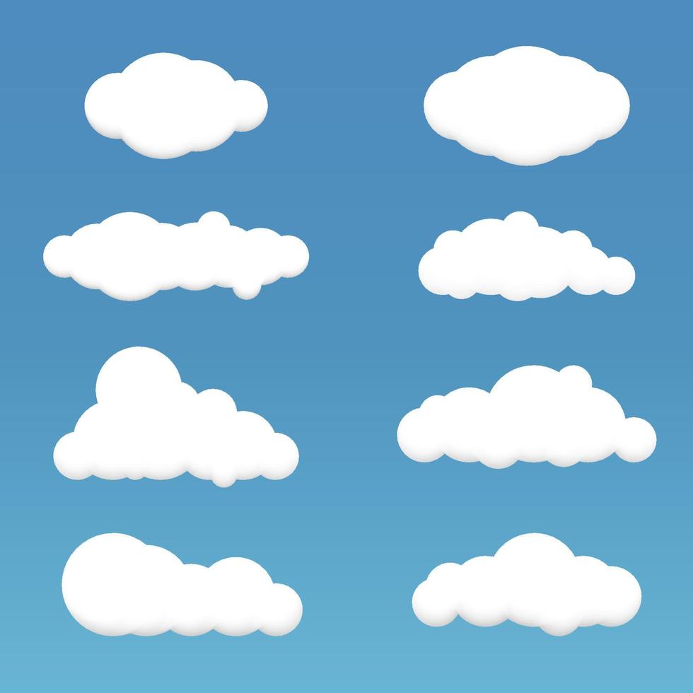 set van witte vectorwolken vector