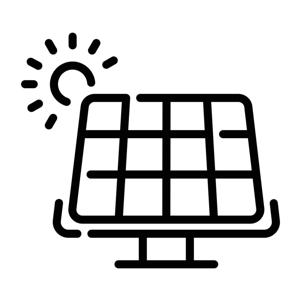 bron van natuurlijke energie, lineair icoon van zonnepaneel vector