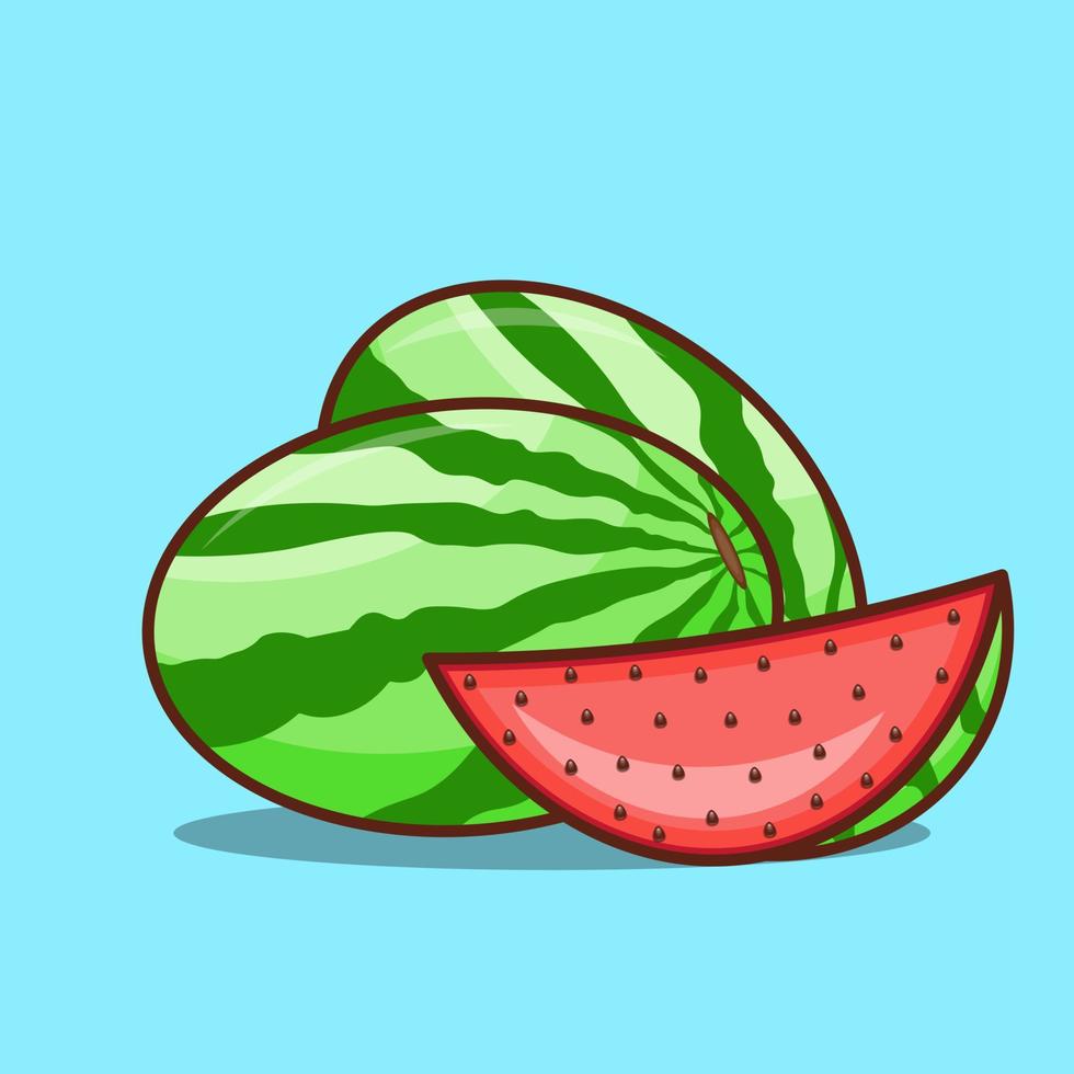 watermeloen fruit met rode en kleurrijke plakjes watermeloen vectorillustratie vector