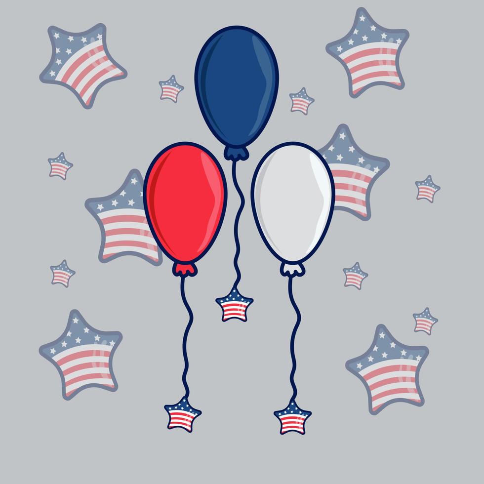 ballonnen met usa vlag vector en illustratie