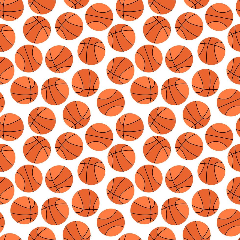 basketbal achtergrond. naadloos sportpatroon met oranje ballen voor basketbalspel. platte vectorillustratie vector