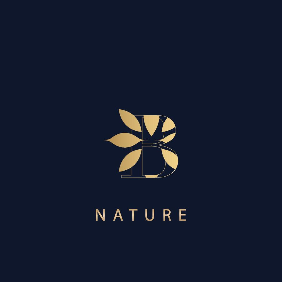 eerste logo letter b luxe stijl. vintage natuur bloemen bladeren concept logo ontwerpsjabloon vector