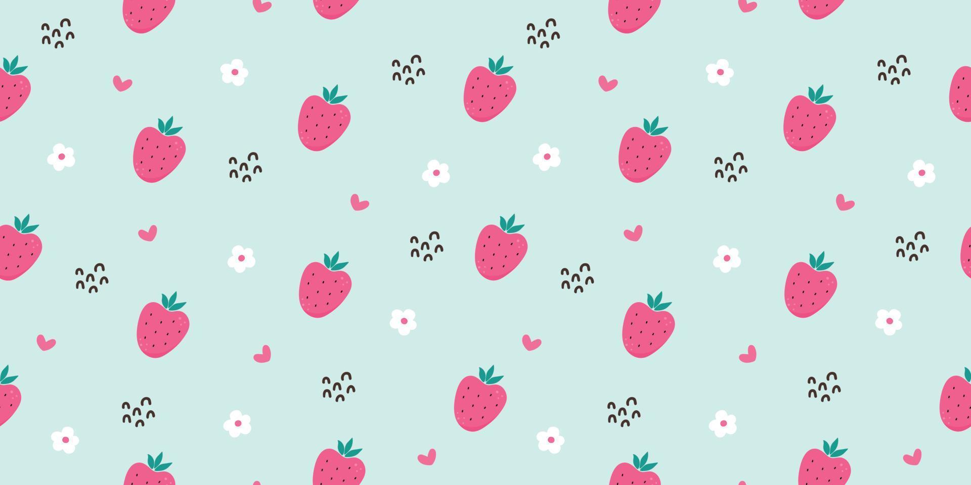 schattig vector naadloos patroon met handgetekende aardbeien in roze kleuren. ontwerp voor typografie, textiel, stof of verpakkingsontwerp. biologisch fruit of vegetarisch eten. aardbei liefdeskaarten vector