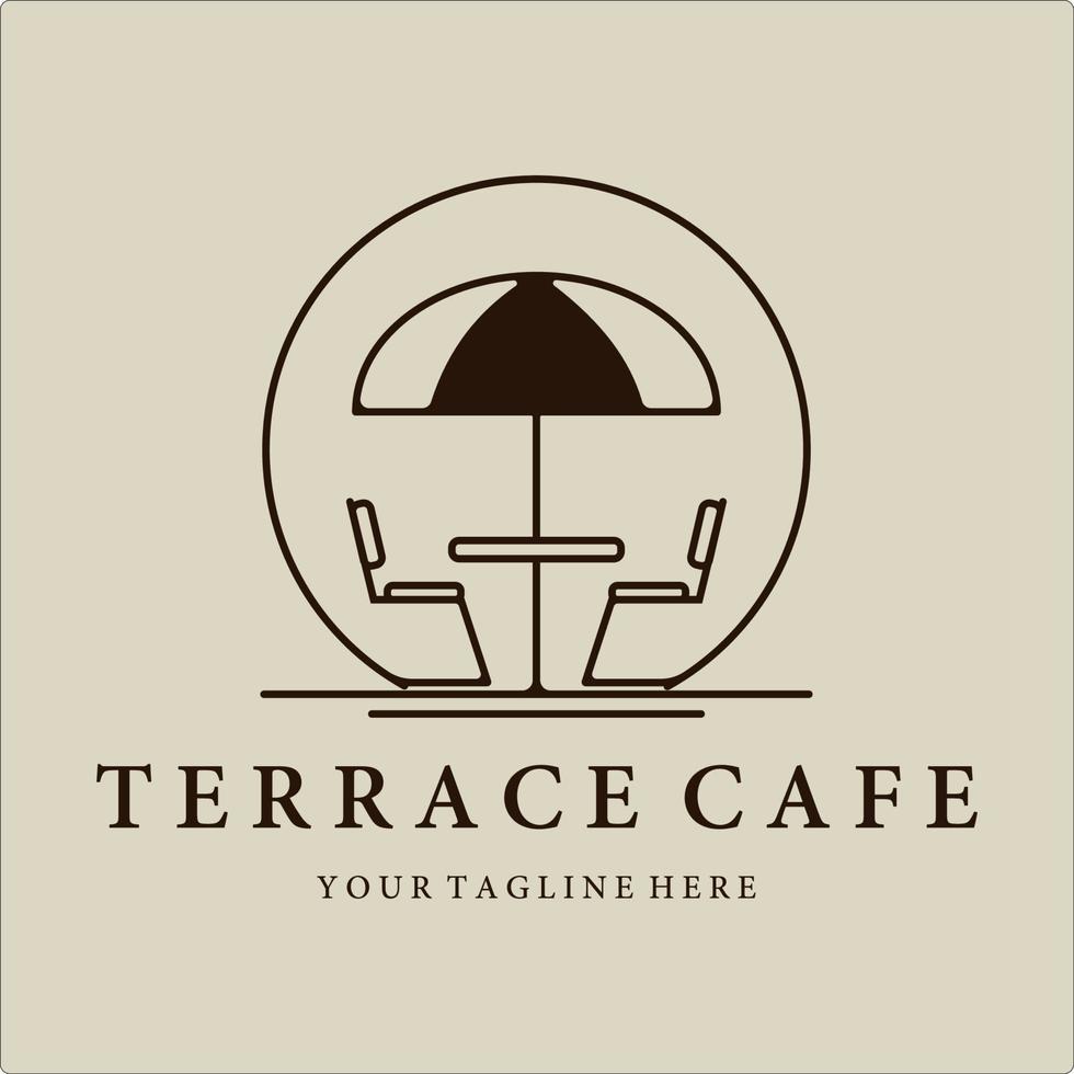 terras café lijntekeningen logo vector illustratie ontwerp