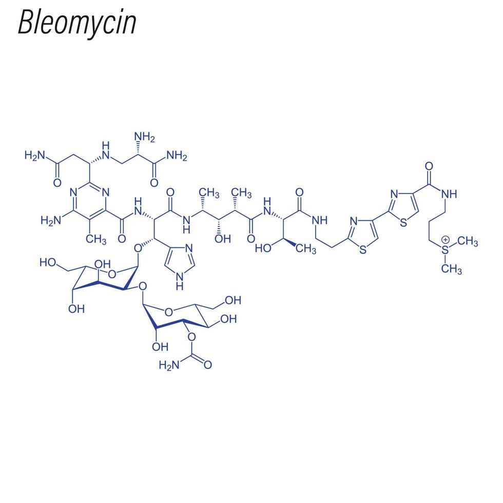 vector skeletformule van bleomycine. drug chemische molecuul.