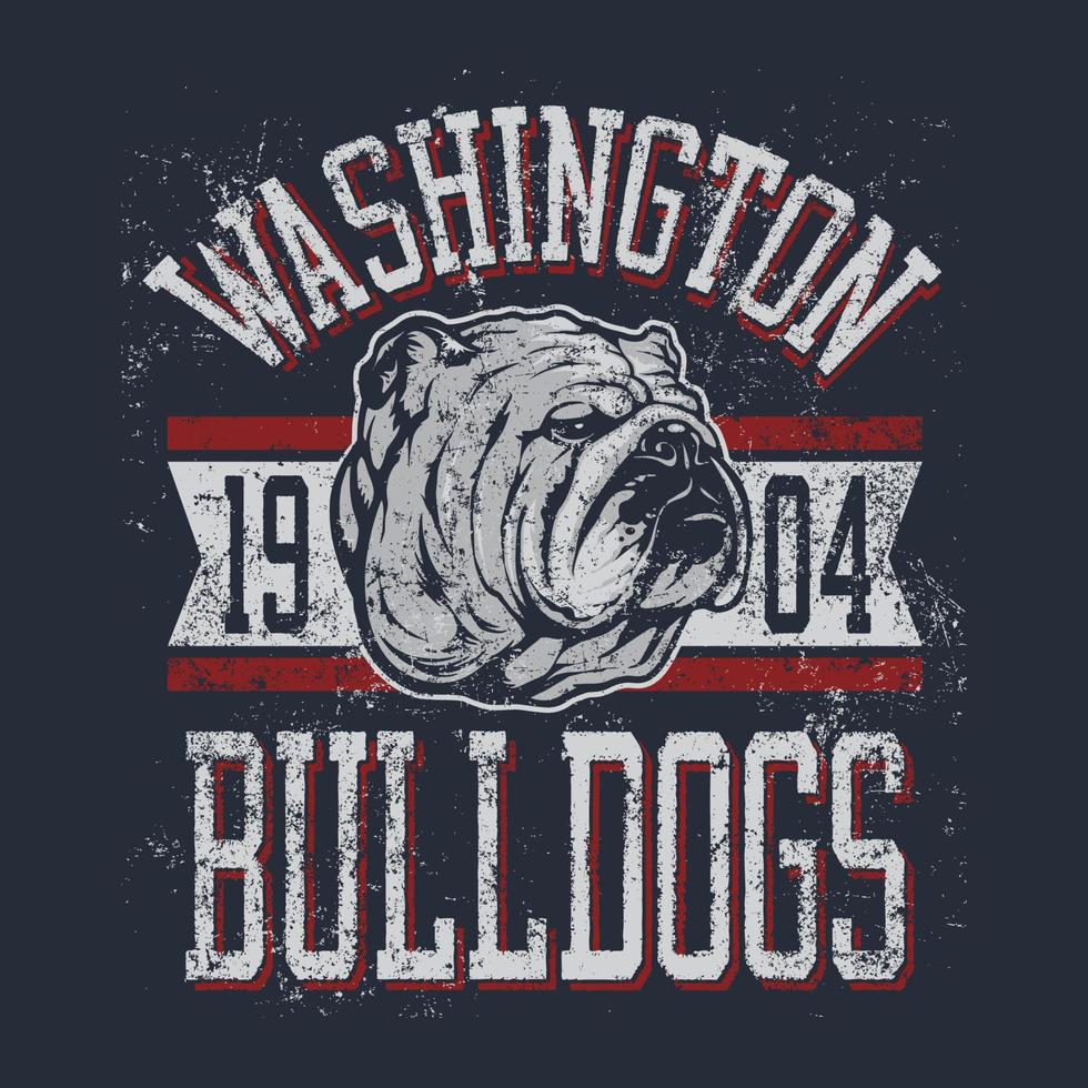 Washington Bulldogs t-shirt. Kan worden gebruikt voor t-shirt print, mok print, kussens, fashion print design, kinderkleding, baby shower, groet en ansichtkaart. t-shirt ontwerp vector