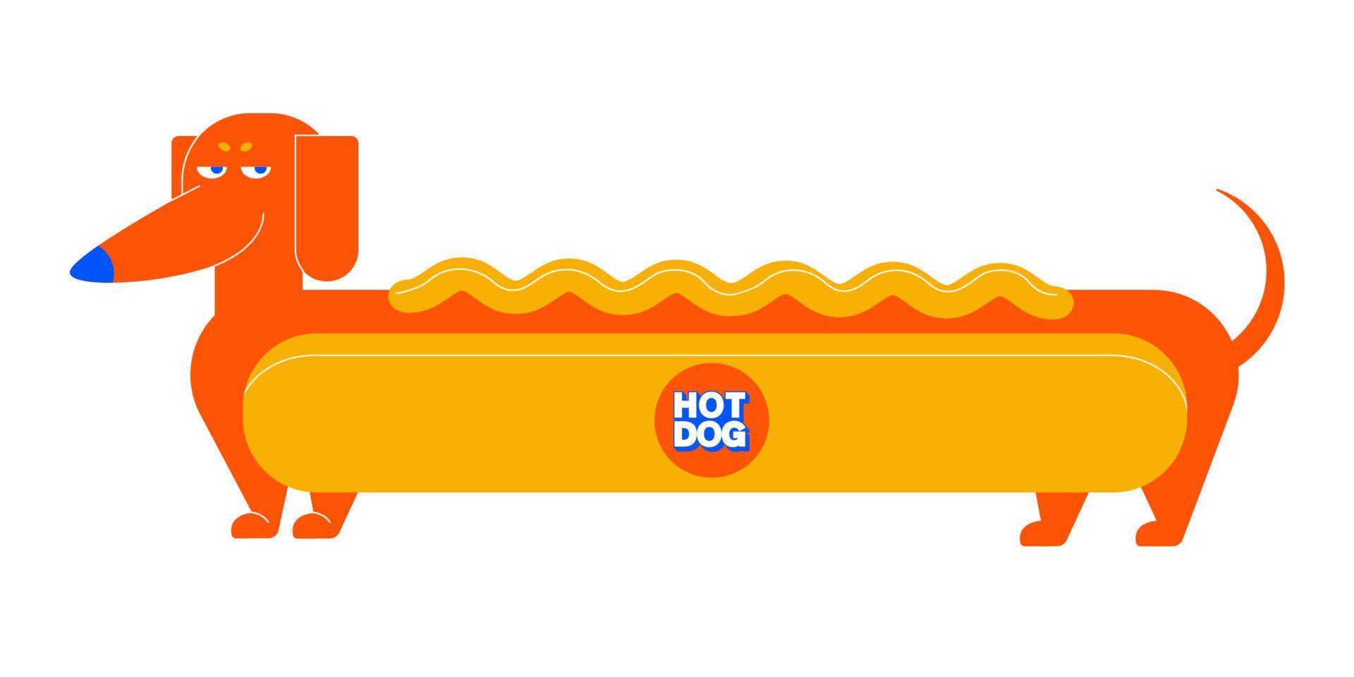 cartoon hotdog teckel. vector illustratie