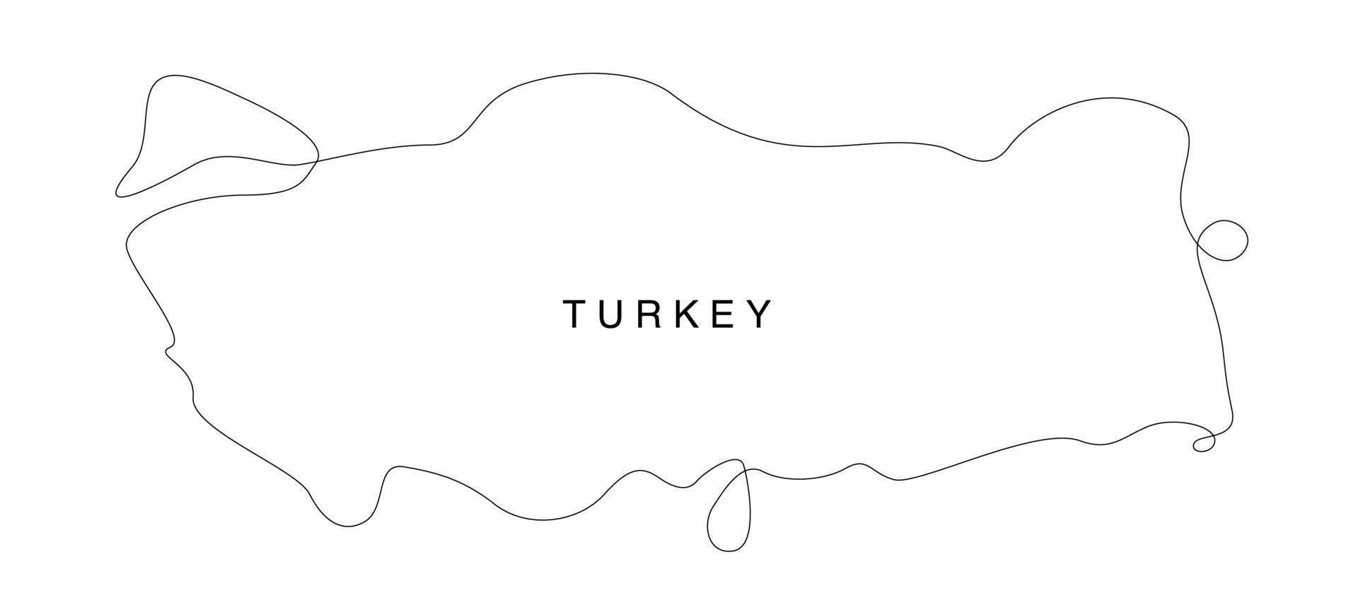 lijntekeningen Turkije kaart. ononderbroken lijn europa kaart. vectorillustratie. enkele schets. vector