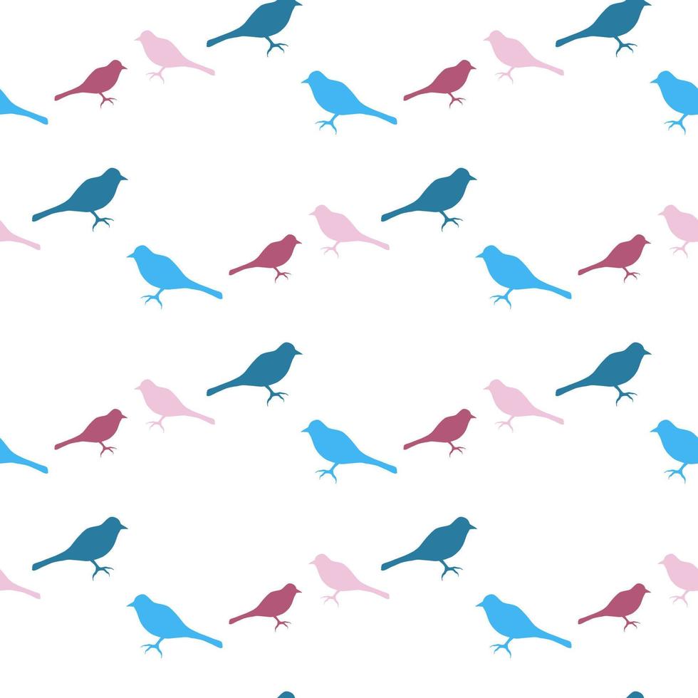 naadloos patroon met interessante blauwe en roze vogels op een witte achtergrond voor stof, textiel, kleding, tafelkleed en andere dingen. vector afbeelding.