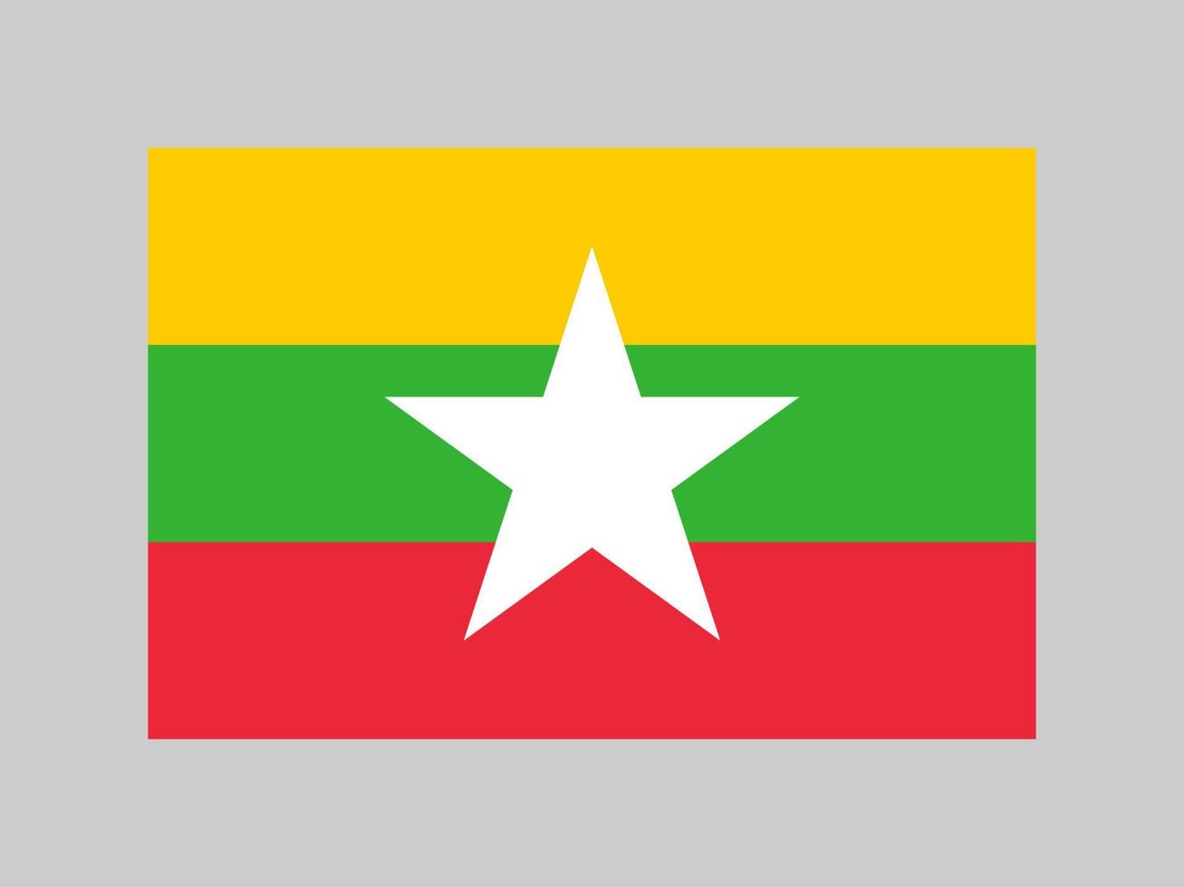 vlag van myanmar, officiële kleuren en verhoudingen. vectorillustratie. vector