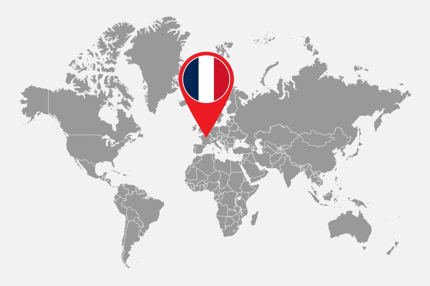 pin-kaart met frankrijk vlag op wereld map.vector afbeelding. vector