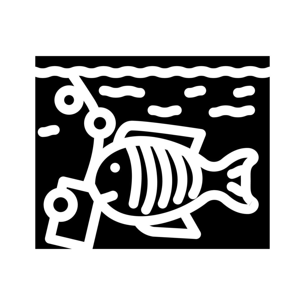 aquarium met vis glyph pictogram vectorillustratie vector