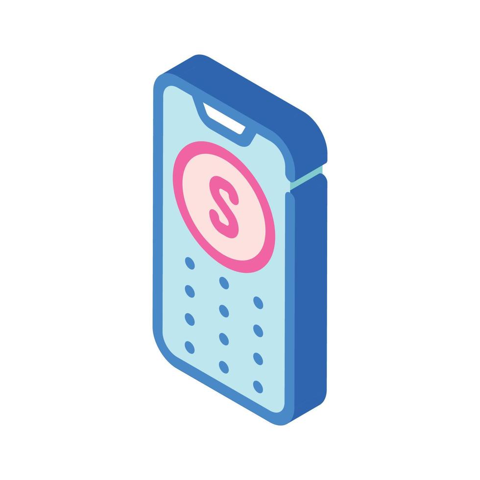 telefoon met sos-knop isometrische pictogram vectorillustratie vector