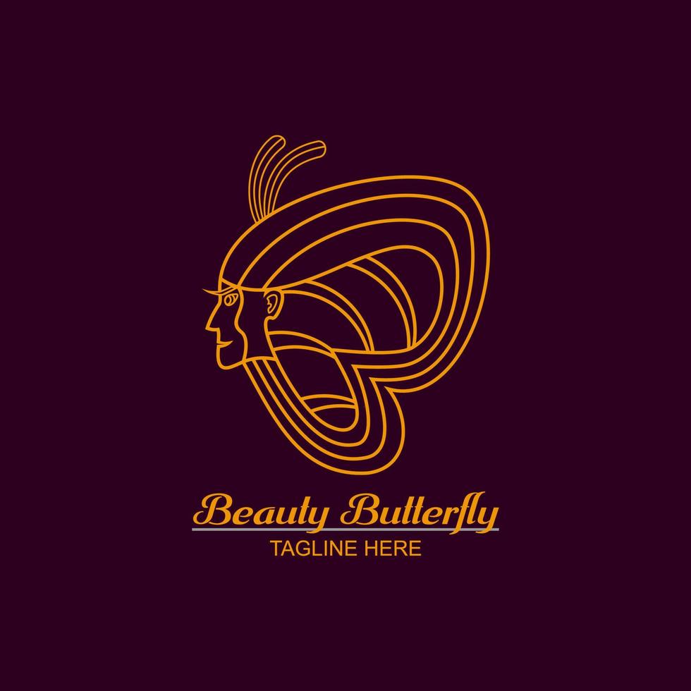 lijnkunstlogo, schoonheidssymbool en vlinderpictogram, eenvoudig, uniek en modern ontwerp vector