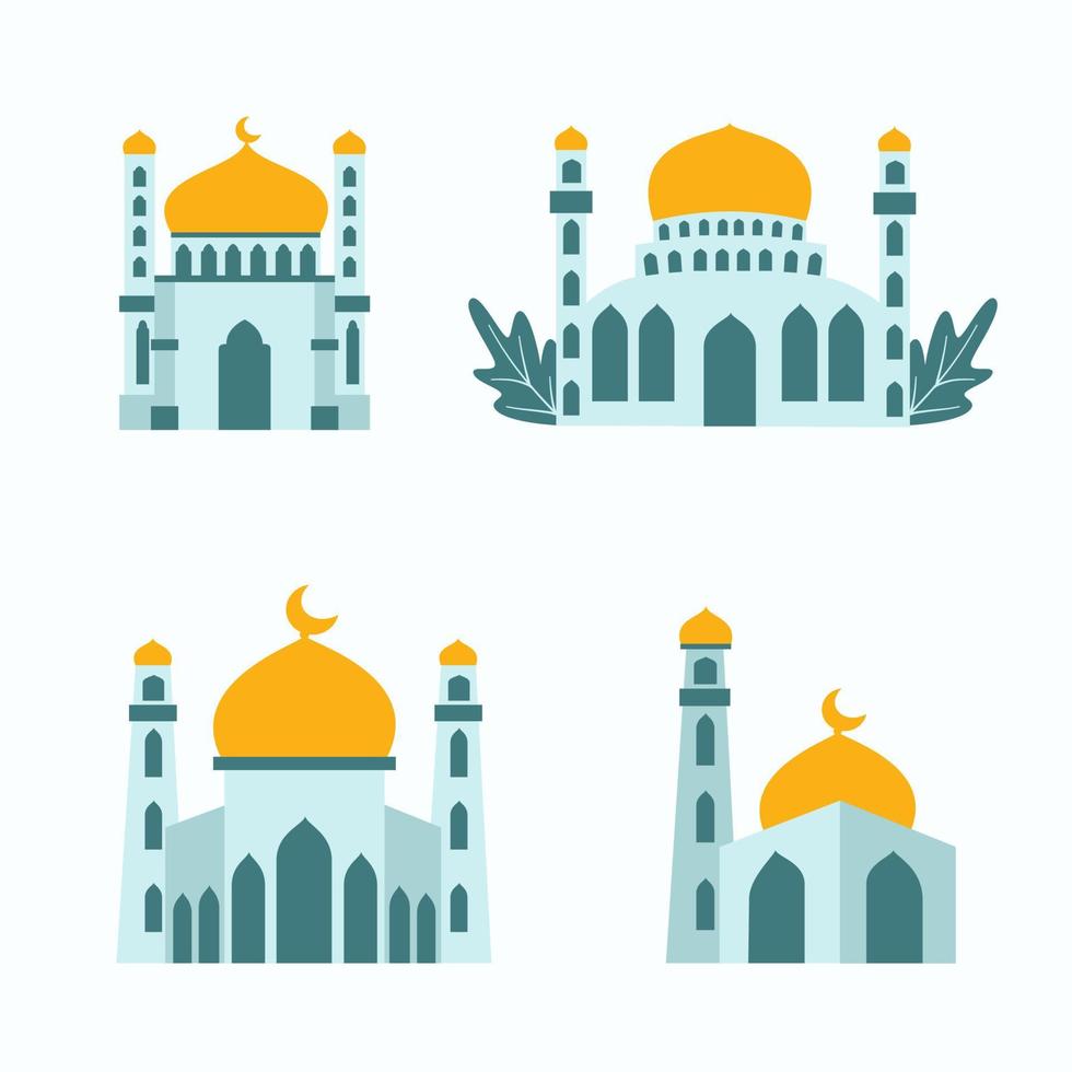 platte moskee set collectie vector