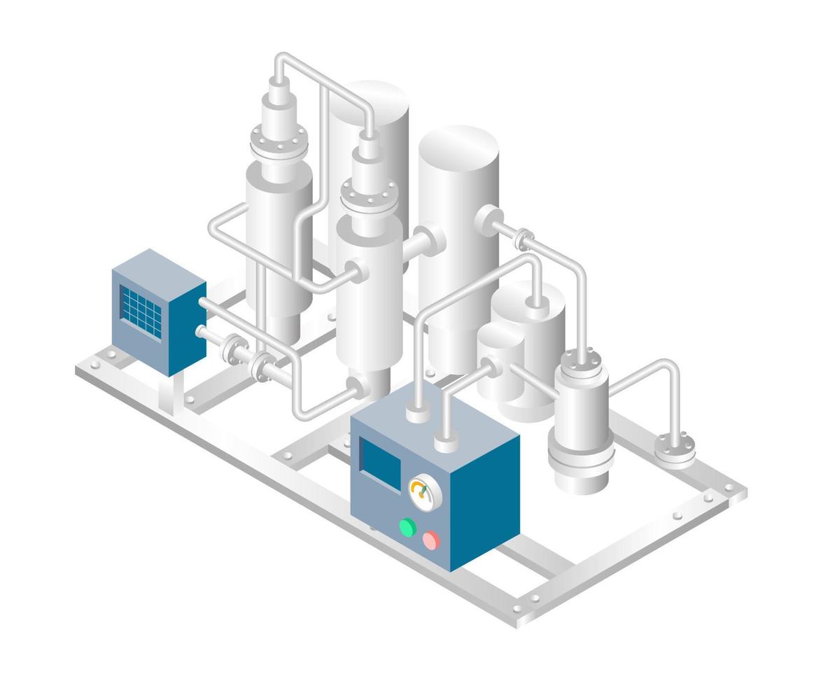 isometrische ontwerp concept illustratie. oliebuistemperatuur met gasleiding vector