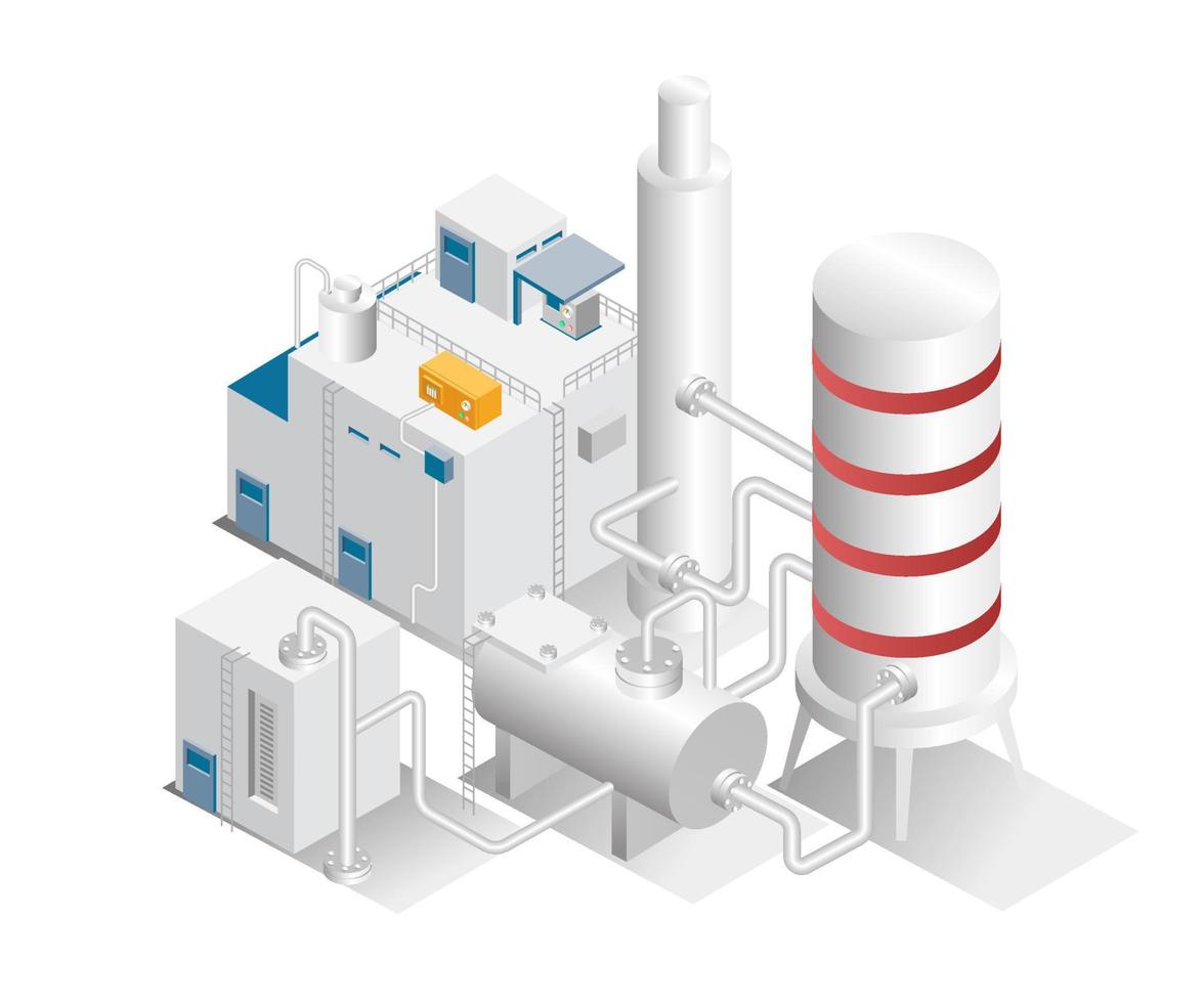 isometrische ontwerp concept illustratie. industriële buizen en pijpleidingen vector