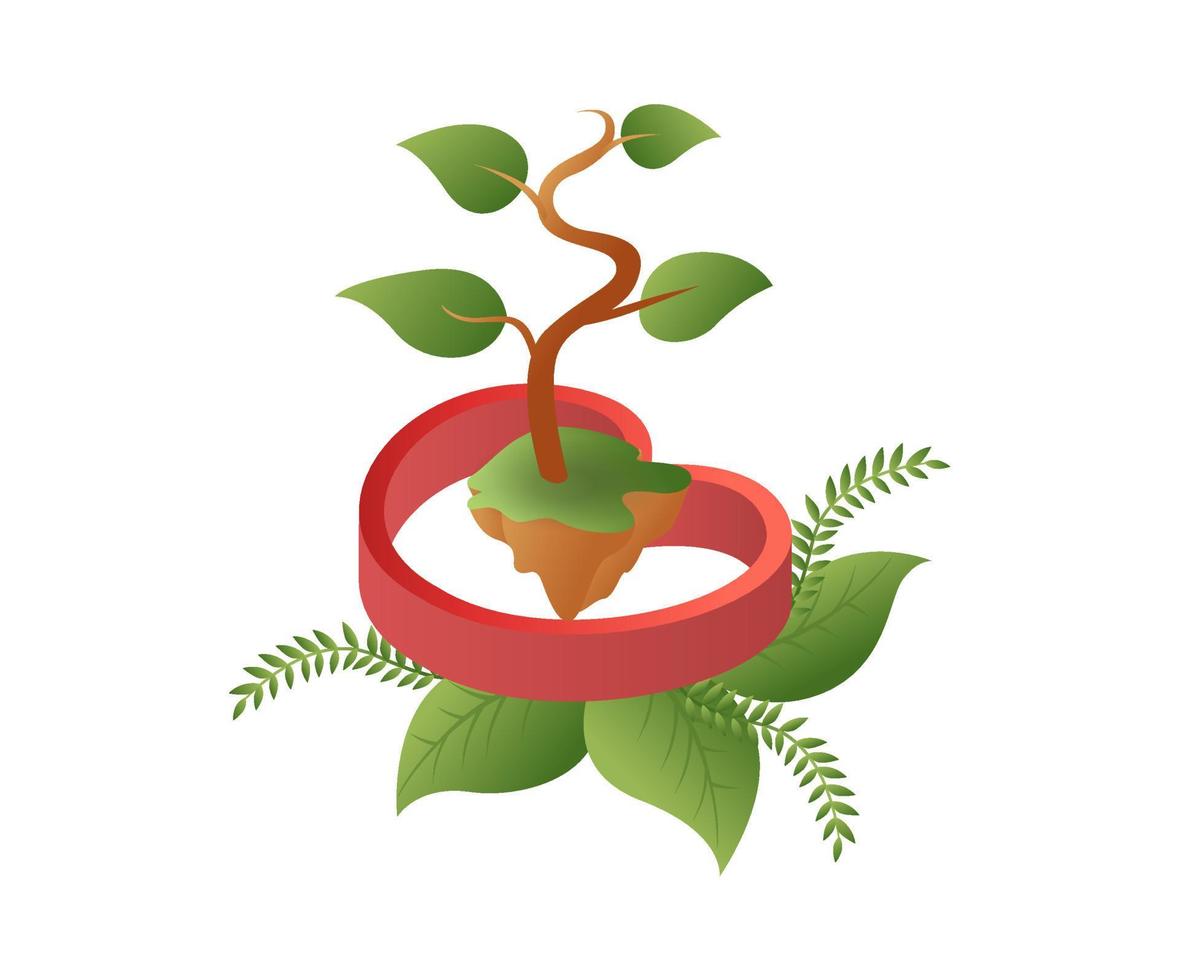 platte isometrische concept illustratie. hou van groene planten vector