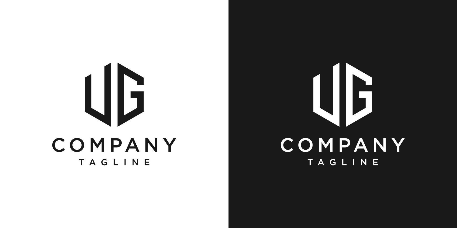 creatieve brief ug monogram logo ontwerp pictogrammalplaatje witte en zwarte achtergrond vector