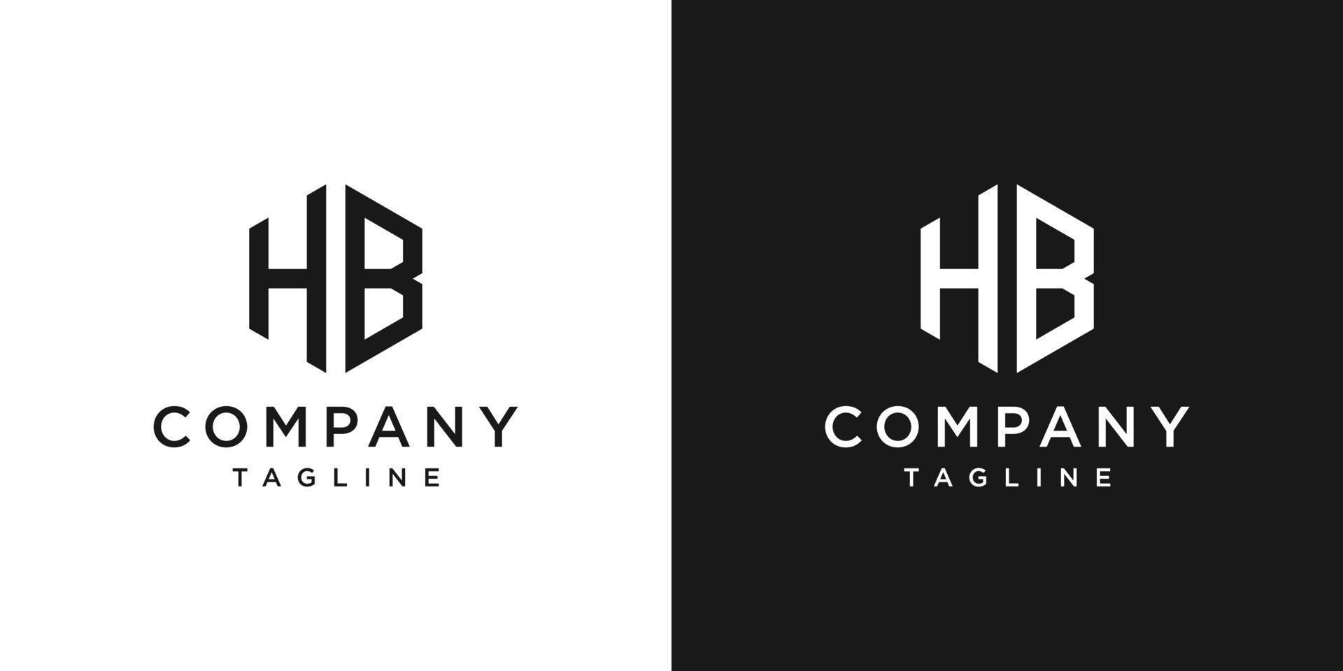 creatieve brief hb monogram zeshoek logo ontwerp pictogrammalplaatje witte en zwarte achtergrond vector
