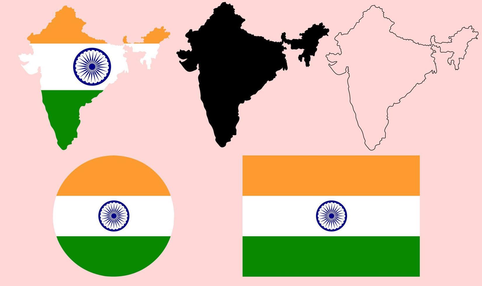 India kaart vlag vector