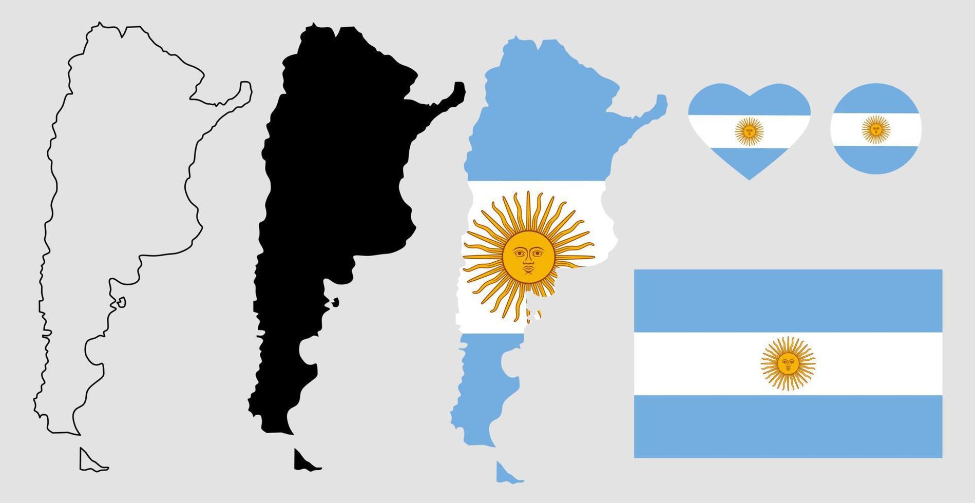 Argentinië kaart vlag icon set vector