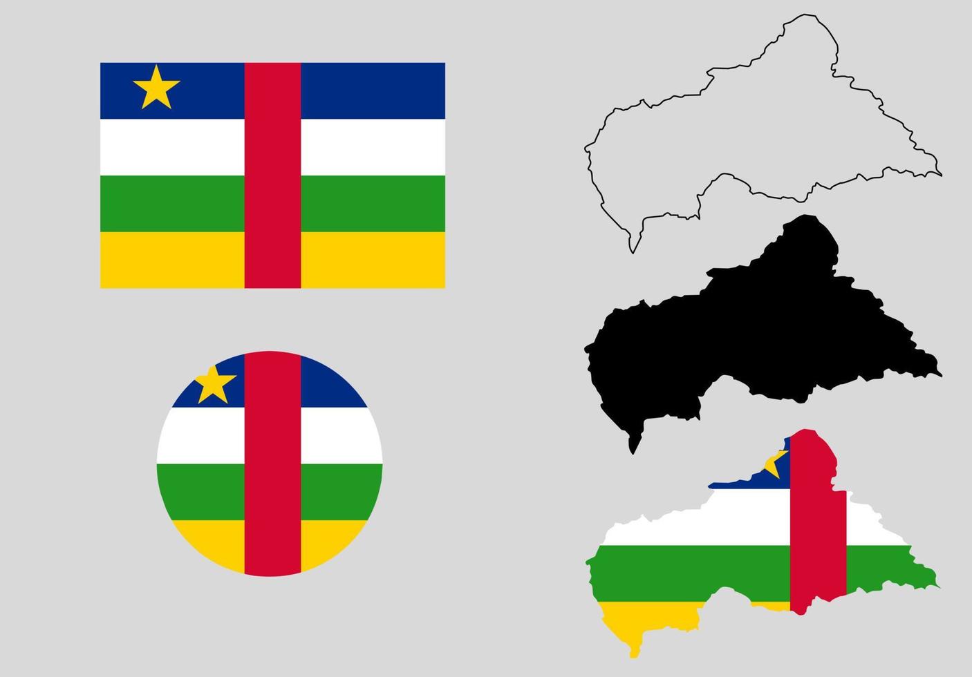 centraal afrikaanse kaart vlag icon set vector