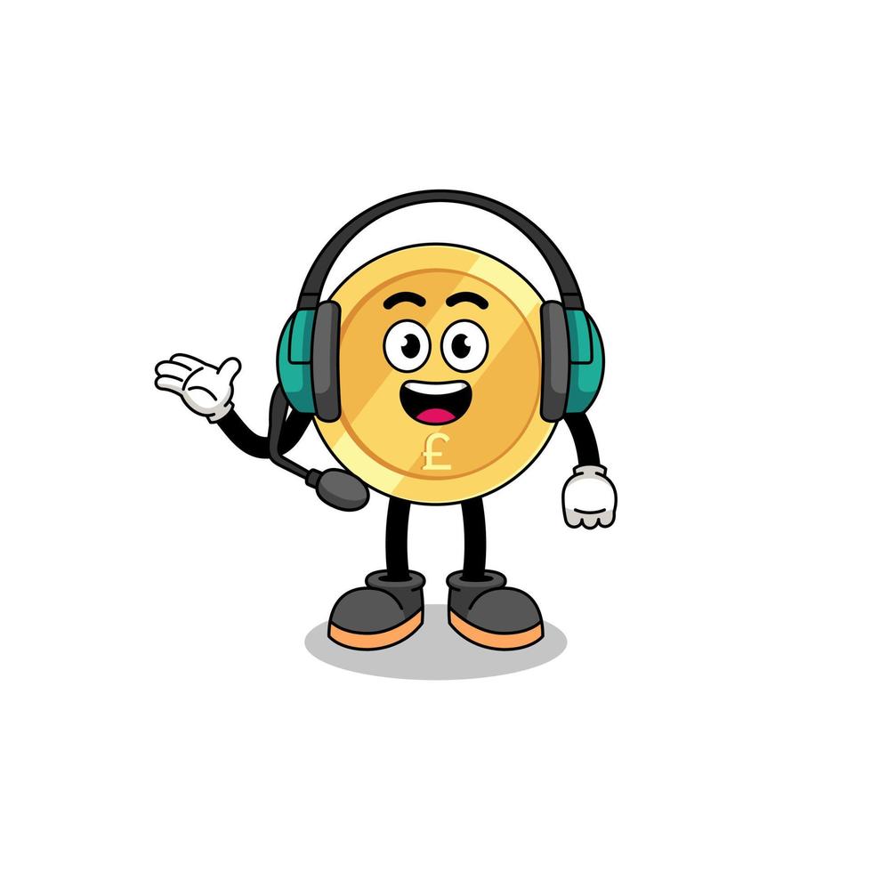 mascotteillustratie van pond sterling als klantenservice vector