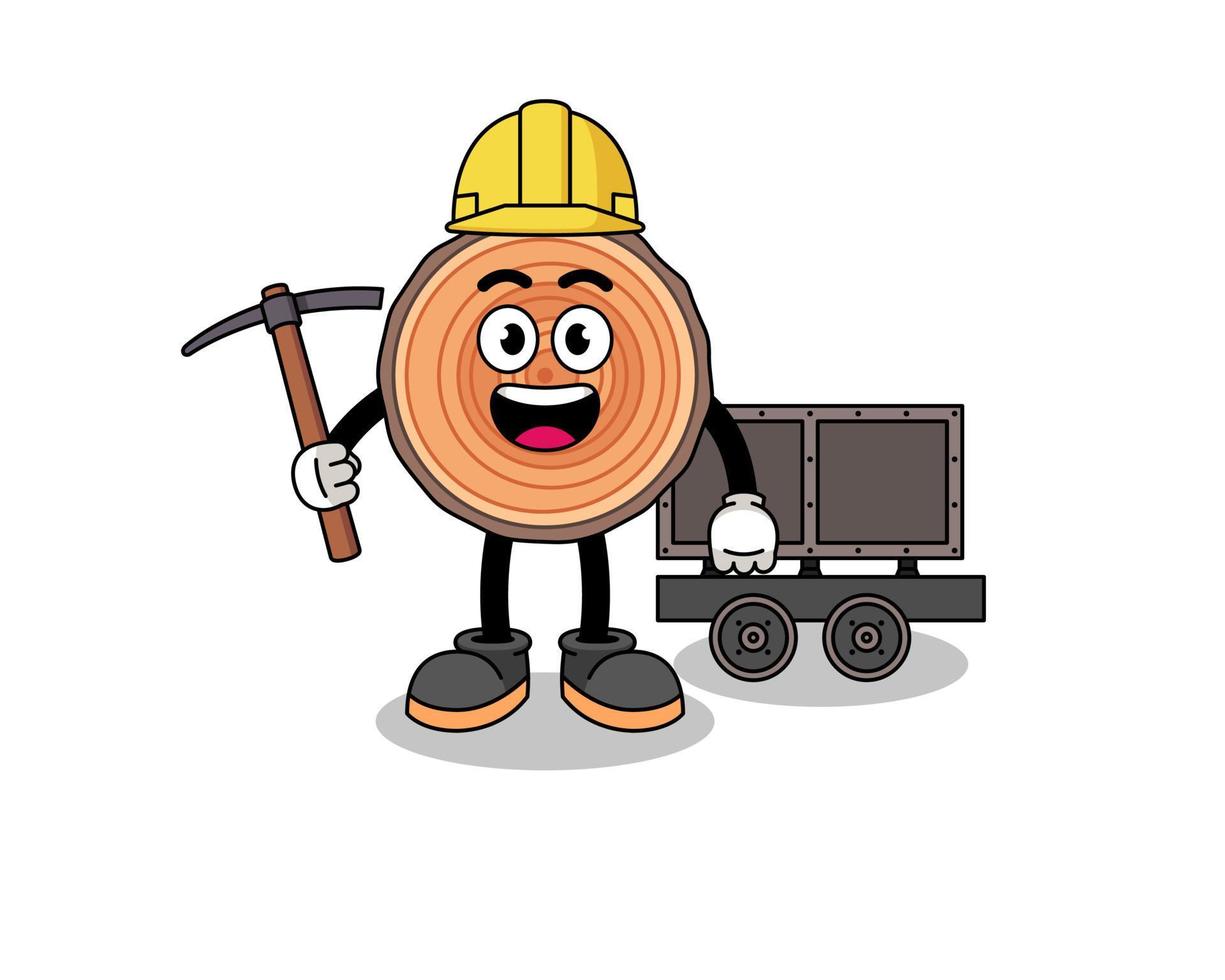 mascotteillustratie van mijnwerker van de houtstam vector