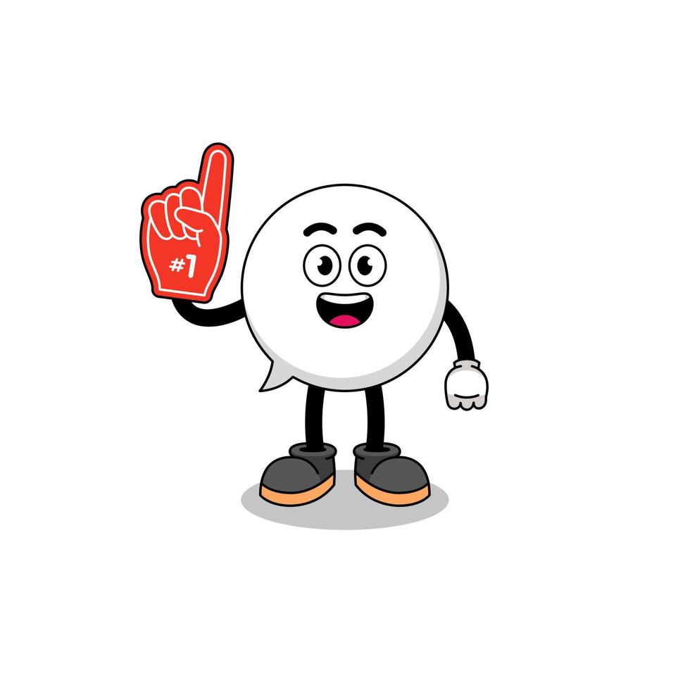 cartoon mascotte van tekstballon nummer 1 fans vector