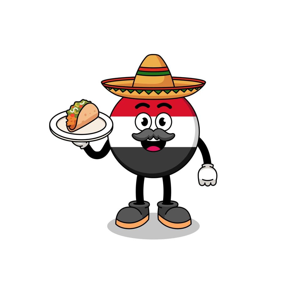 karakter cartoon van Jemen vlag als een Mexicaanse chef-kok vector