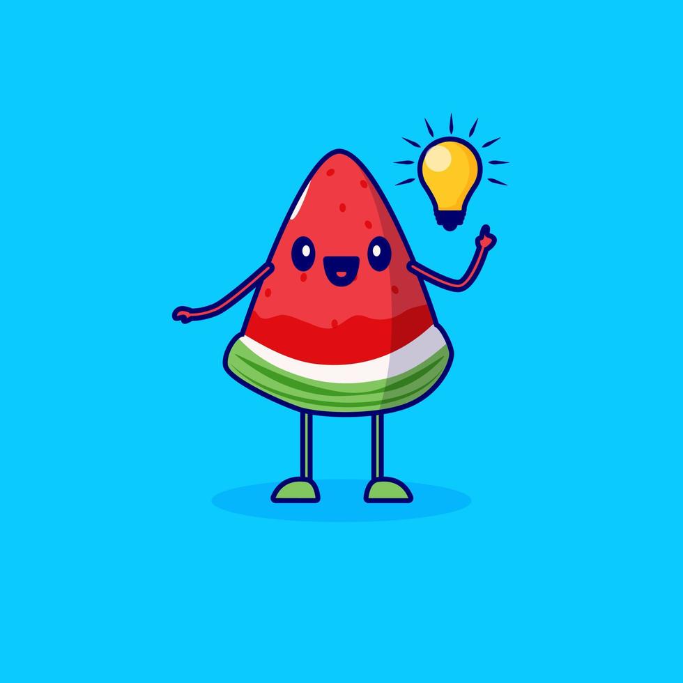watermeloen stripfiguur krijg een idee vector