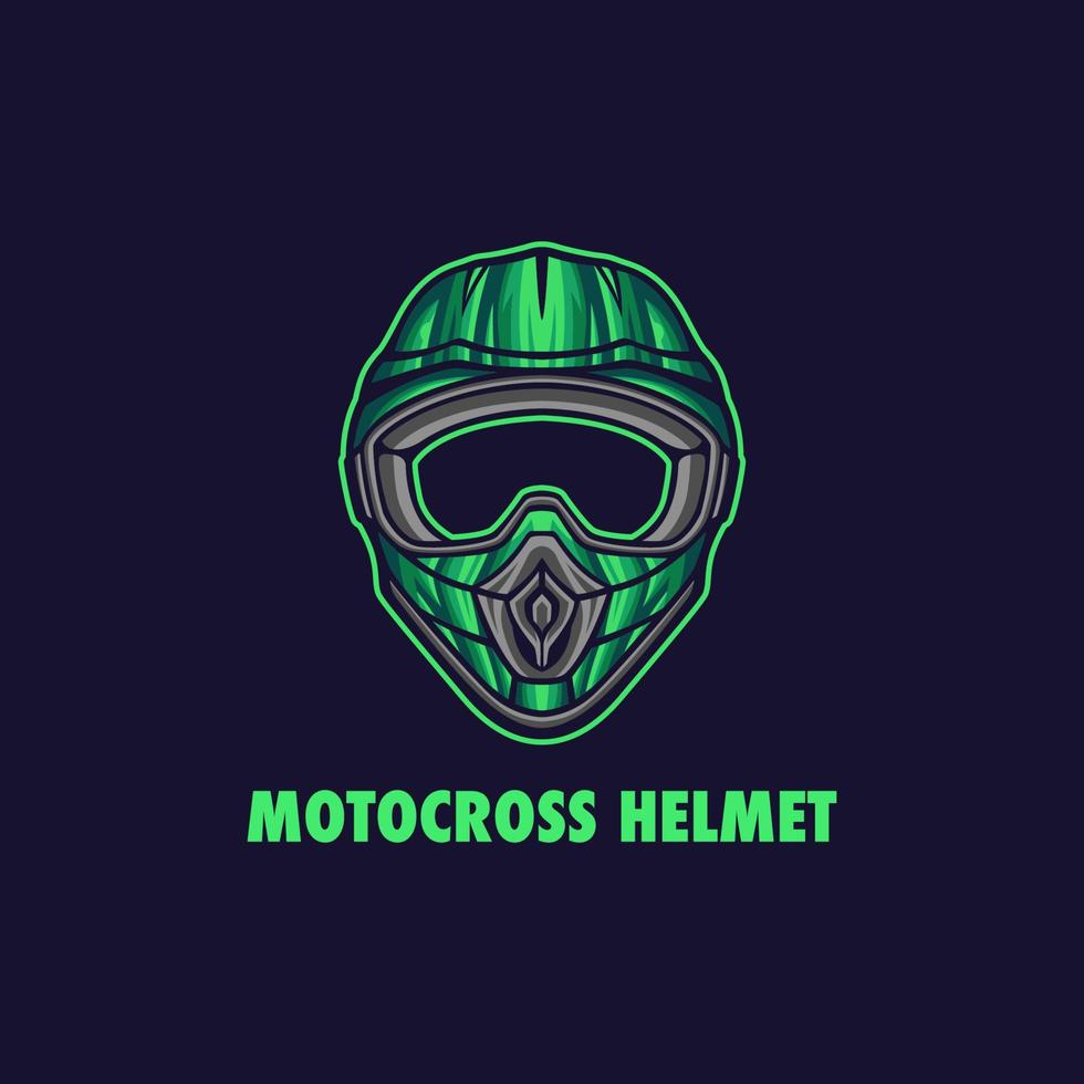 motorcross helm illustratie met groene kleur vector